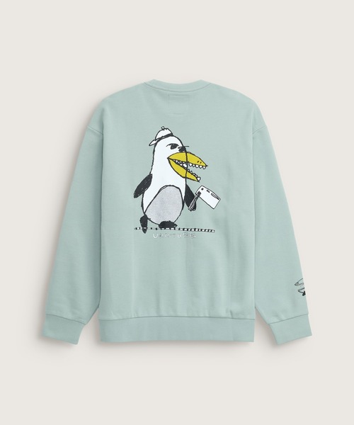 VANS（バンズ）の「RIROO PENGUIN スウェット / RIROO GFX CREW Gray Olive / VN000TRREMW1（スウェット・メンズ・セージグリーン・X-LARGE/SMALL/MEDIUM/LARGE/X-SMALL）」の6枚目の写真