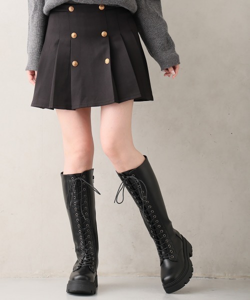 DEMETER(デメテル)の「厚底 プラットフォーム レースアップ ロングブーツ(ブーツ・レディース・ブラック・S/M/L/LL)」の6枚目の写真