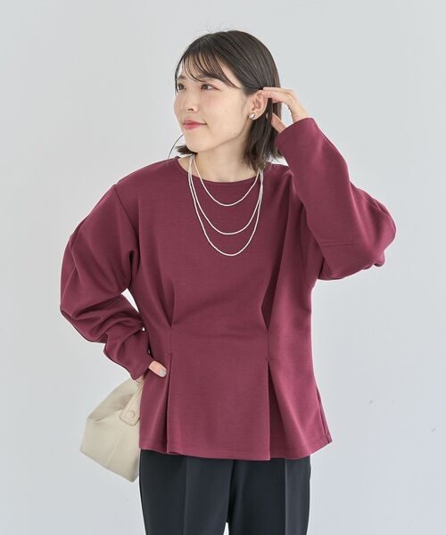 Sugar spoon（シュガースプーン）の「・SUGAR SPOON フォルムスリーブプルオーバー（Tシャツ/カットソー・レディース・チャコールグレー/ブラック/ベージュ/ボルドー・FREE）」の21枚目の写真