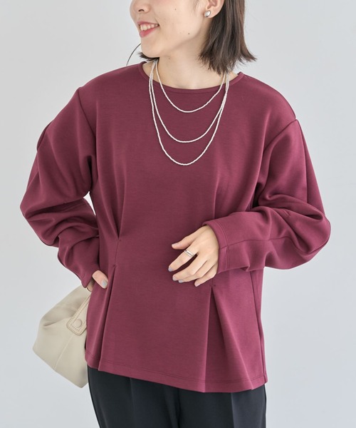 Sugar spoon（シュガースプーン）の「・SUGAR SPOON フォルムスリーブプルオーバー（Tシャツ/カットソー・レディース・チャコールグレー/ブラック/ベージュ/ボルドー・FREE）」の4枚目の写真