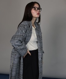 チェックロングコート