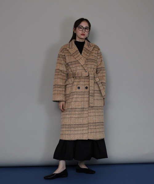 セール】チェックロングコート（ピーコート）｜J by blue（ジェイバイ