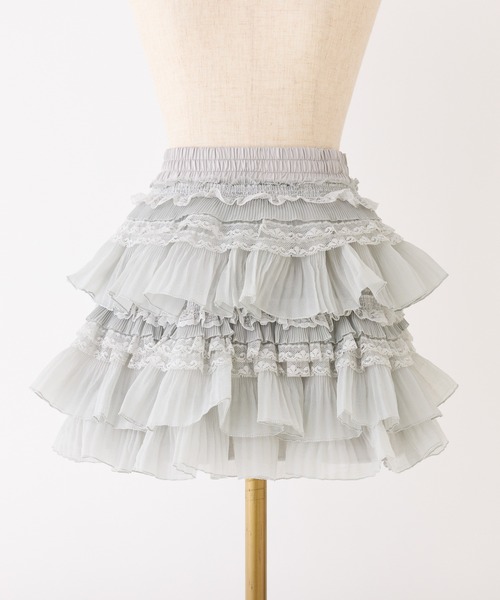 one after another NICE CLAUP（ワンアフターアナザーナイスクラップ）の「フリルティアードミニスカート（スカート・レディース・ホワイト/ブラック/グレー・FREE）」の4枚目の写真