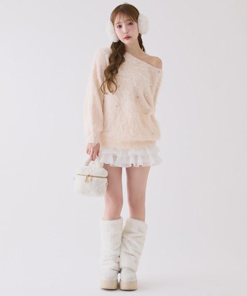 one after another NICE CLAUP（ワンアフターアナザーナイスクラップ）の「フリルティアードミニスカート（スカート・レディース・ホワイト/ブラック/グレー・FREE）」の12枚目の写真