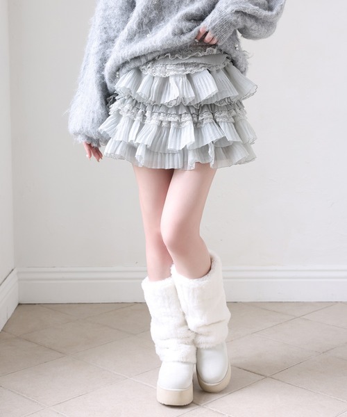 one after another NICE CLAUP（ワンアフターアナザーナイスクラップ）の「フリルティアードミニスカート（スカート・レディース・ホワイト/ブラック/グレー・FREE）」の10枚目の写真