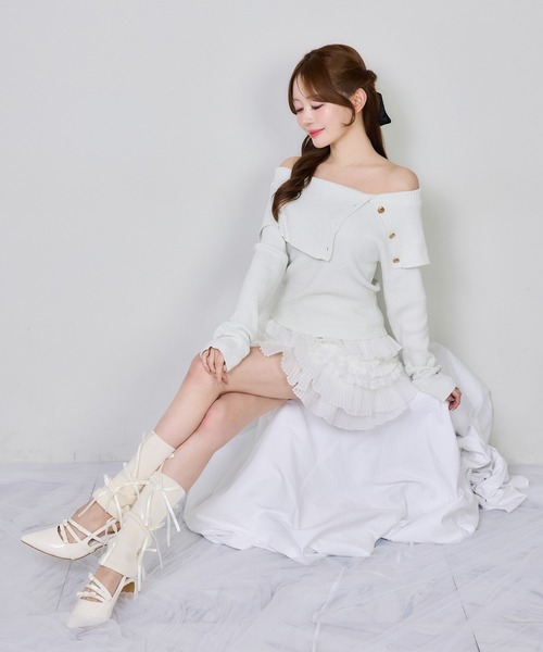 one after another NICE CLAUP（ワンアフターアナザーナイスクラップ）の「フリルティアードミニスカート（スカート・レディース・ホワイト/ブラック/グレー・FREE）」の12枚目の写真