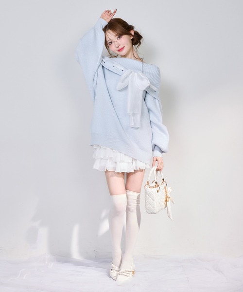 one after another NICE CLAUP（ワンアフターアナザーナイスクラップ）の「フリルティアードミニスカート（スカート・レディース・ホワイト/ブラック/グレー・FREE）」の14枚目の写真