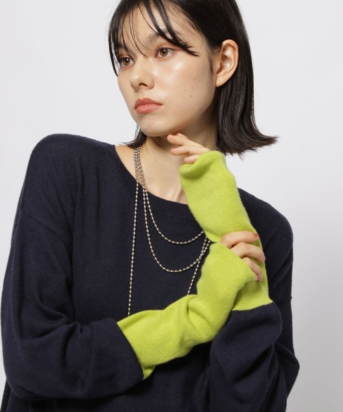 niko and...(ニコアンド)の「カシミヤ混配色ニットプルオーバー(ニット/セーター・レディース・ブラック/グレー/ネイビー・LARGE/MEDIUM)」の3枚目の写真