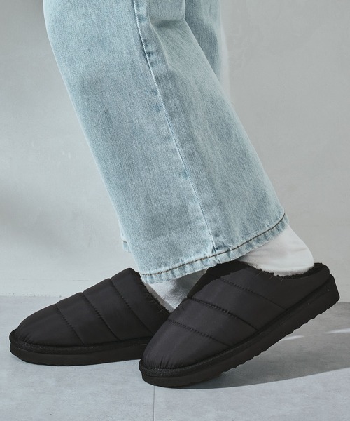 ORiental TRaffic（オリエンタルトラフィック）の「＼ 軽量 あったかい ／ スリッポン パデット 裏起毛 サボ モックシューズ /55303（スリッポン・レディース・ブラック/シルバー・S/LL/L/M）」の5枚目の写真