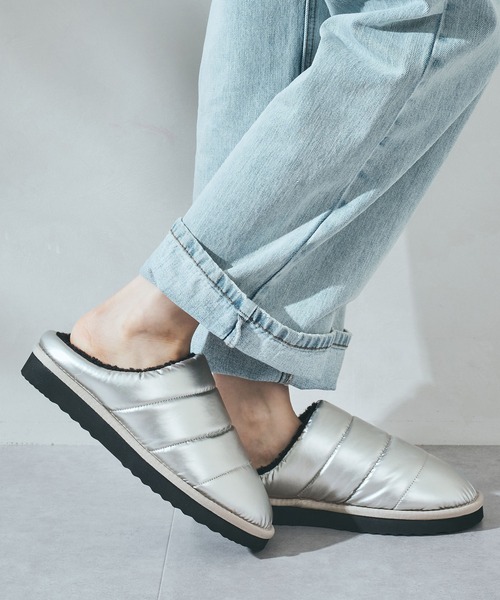 ORiental TRaffic（オリエンタルトラフィック）の「＼ 軽量 あったかい ／ スリッポン パデット 裏起毛 サボ モックシューズ /55303（スリッポン・レディース・ブラック/シルバー・S/LL/L/M）」の6枚目の写真