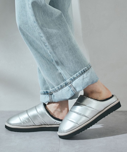 ORiental TRaffic（オリエンタルトラフィック）の「＼ 軽量 あったかい ／ スリッポン パデット 裏起毛 サボ モックシューズ /55303（スリッポン・レディース・ブラック/シルバー・S/LL/L/M）」の7枚目の写真