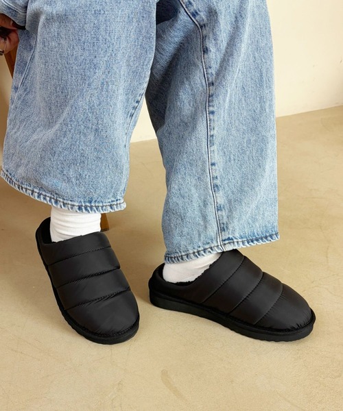 ORiental TRaffic（オリエンタルトラフィック）の「＼ 軽量 あったかい ／ スリッポン パデット 裏起毛 サボ モックシューズ /55303（スリッポン・レディース・ブラック/シルバー・S/LL/L/M）」の13枚目の写真