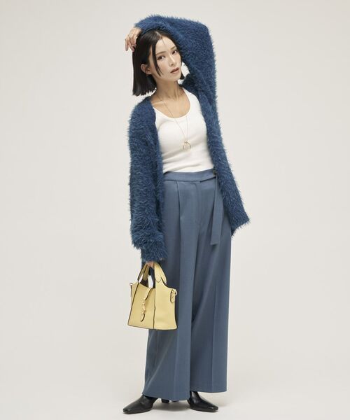 YECCA VECCA（イェッカヴェッカ）の「金釦アクセントベルトワイドパンツ（その他パンツ・レディース・ダークブラウン/ベージュ/ブルー・M/S）」の3枚目の写真