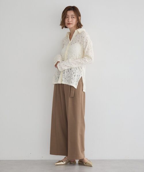 YECCA VECCA（イェッカヴェッカ）の「金釦アクセントベルトワイドパンツ（その他パンツ・レディース・ダークブラウン/ベージュ/ブルー・M/S）」の5枚目の写真