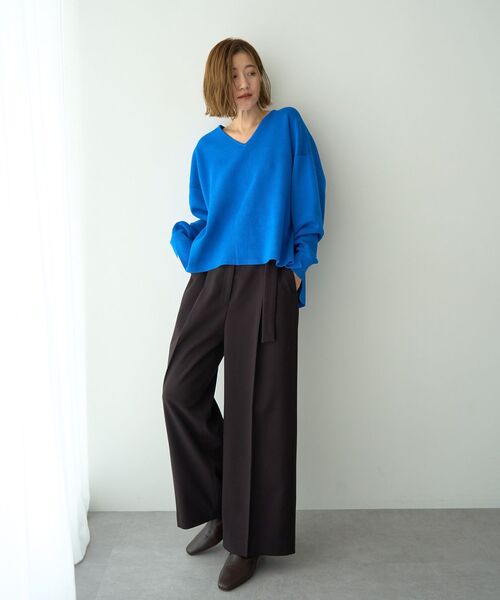 YECCA VECCA（イェッカヴェッカ）の「金釦アクセントベルトワイドパンツ（その他パンツ・レディース・ダークブラウン/ベージュ/ブルー・M/S）」の14枚目の写真