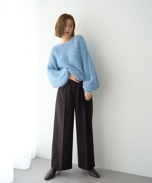 YECCA VECCA（イェッカヴェッカ）の「金釦アクセントベルトワイドパンツ（その他パンツ・レディース・ダークブラウン/ベージュ/ブルー・M/S）」の15枚目の写真