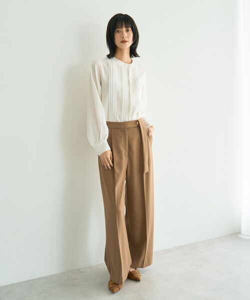 YECCA VECCA（イェッカヴェッカ）の「金釦アクセントベルトワイドパンツ（その他パンツ・レディース・ダークブラウン/ベージュ/ブルー・M/S）」の18枚目の写真