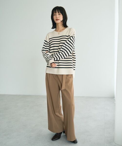 YECCA VECCA（イェッカヴェッカ）の「金釦アクセントベルトワイドパンツ（その他パンツ・レディース・ダークブラウン/ベージュ/ブルー・M/S）」の20枚目の写真