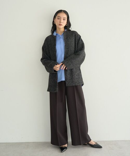 YECCA VECCA（イェッカヴェッカ）の「金釦アクセントベルトワイドパンツ（その他パンツ・レディース・ダークブラウン/ベージュ/ブルー・M/S）」の22枚目の写真