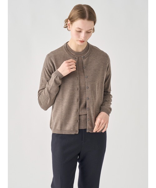 クルーネック長袖ニットカーディガン（カーディガン/ボレロ