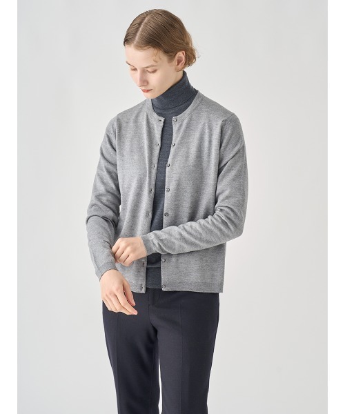 クルーネック長袖ニットカーディガン（カーディガン/ボレロ