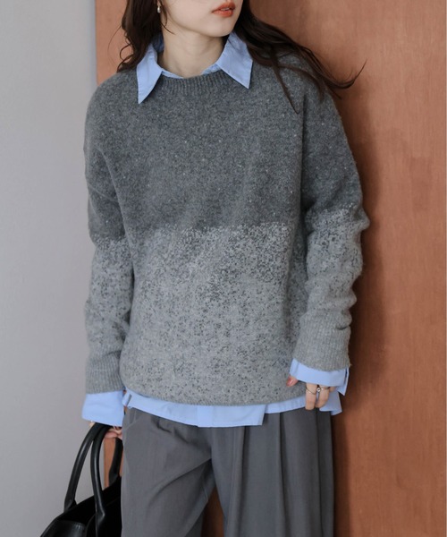 La-gemme（ラジェム）の「グラデーションニットプルオーバー（ニット/セーター・レディース・グレー/ピンク/ブラウン・フリー）」の6枚目の写真