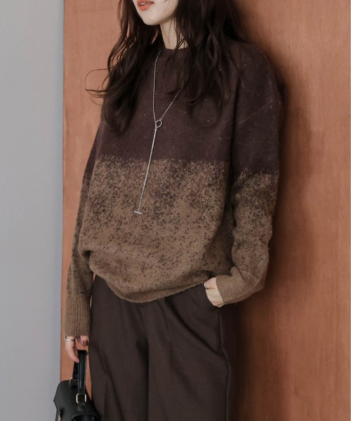 La-gemme（ラジェム）の「グラデーションニットプルオーバー（ニット/セーター・レディース・グレー/ピンク/ブラウン・フリー）」の9枚目の写真