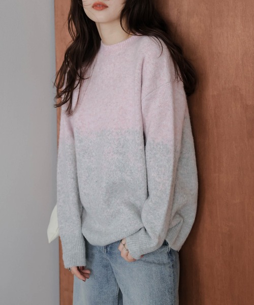 La-gemme（ラジェム）の「グラデーションニットプルオーバー（ニット/セーター・レディース・グレー/ピンク/ブラウン・フリー）」の15枚目の写真
