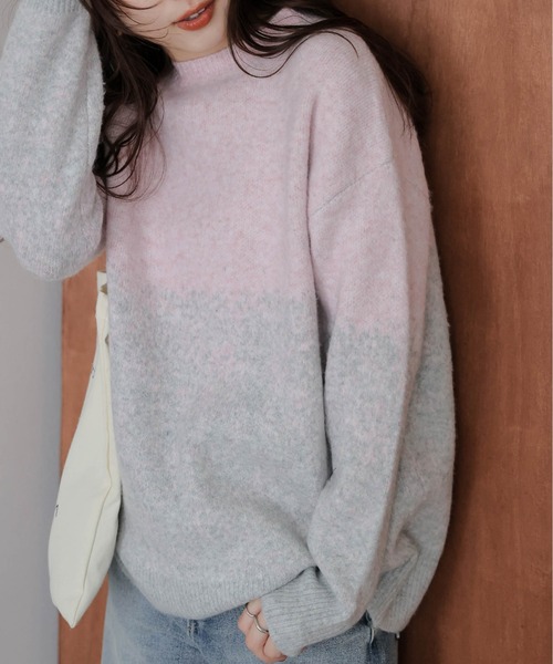 La-gemme（ラジェム）の「グラデーションニットプルオーバー（ニット/セーター・レディース・グレー/ピンク/ブラウン・フリー）」の16枚目の写真