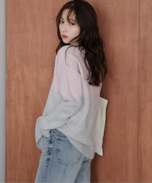 La-gemme（ラジェム）の「グラデーションニットプルオーバー（ニット/セーター・レディース・グレー/ピンク/ブラウン・フリー）」の18枚目の写真