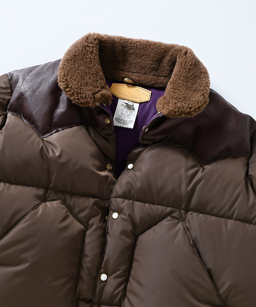 ブラウン クロップド ダウンジャケット Rocky Mountain Featherbed / ロッキーマウンテン 別注 クロップド