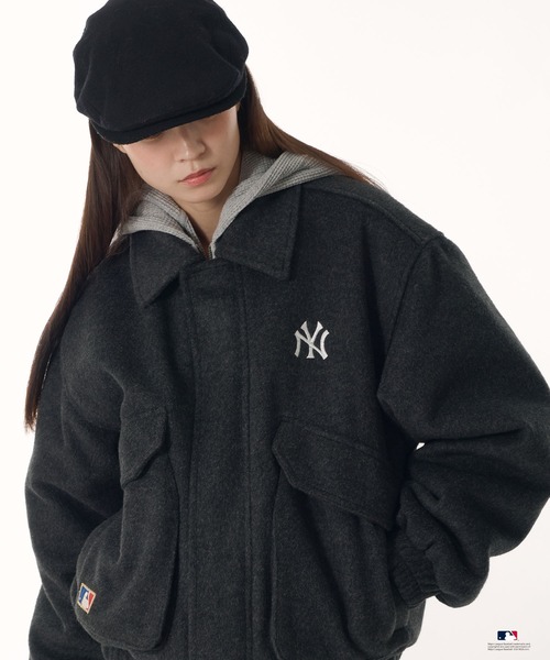 Perushu(ペルーシュ)の「Perushu × MLB ウールブレンドダブルポケットジャケット(ブルゾン・メンズ・グレー/ブラウン/ネイビー・SMALL/LARGE/MEDIUM)」の5枚目の写真
