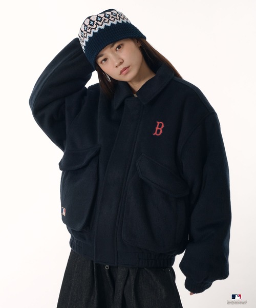 Perushu(ペルーシュ)の「Perushu × MLB ウールブレンドダブルポケットジャケット(ブルゾン・メンズ・グレー/ブラウン/ネイビー・SMALL/LARGE/MEDIUM)」の16枚目の写真
