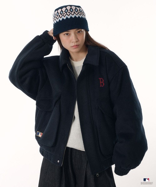 Perushu(ペルーシュ)の「Perushu × MLB ウールブレンドダブルポケットジャケット(ブルゾン・メンズ・グレー/ブラウン/ネイビー・SMALL/LARGE/MEDIUM)」の20枚目の写真