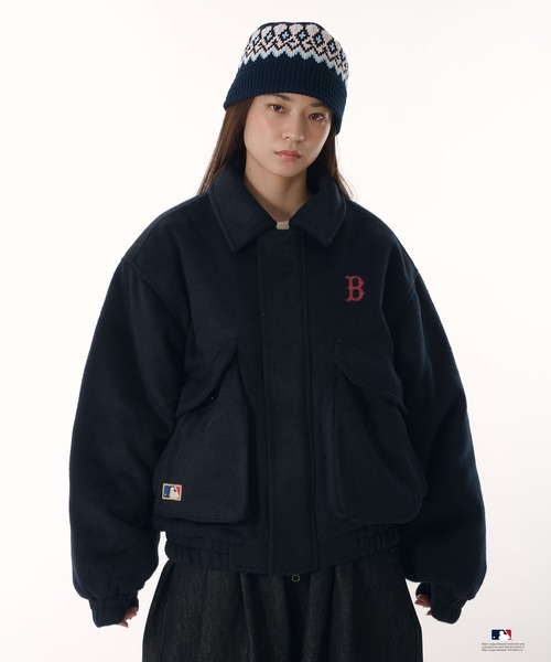 Perushu(ペルーシュ)の「Perushu × MLB ウールブレンドダブルポケットジャケット(ブルゾン・メンズ・グレー/ブラウン/ネイビー・SMALL/LARGE/MEDIUM)」の17枚目の写真