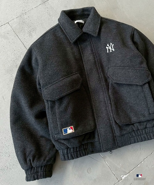 Perushu(ペルーシュ)の「Perushu × MLB ウールブレンドダブルポケットジャケット(ブルゾン・メンズ・グレー/ブラウン/ネイビー・SMALL/LARGE/MEDIUM)」の14枚目の写真