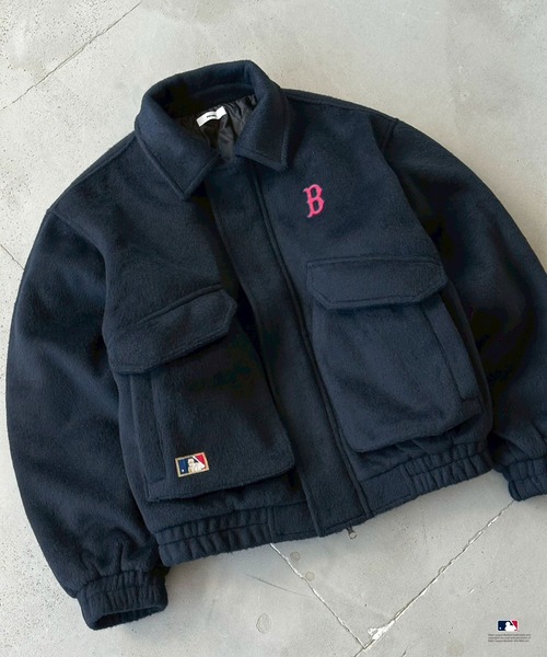 Perushu × MLB ウールブレンドダブルポケットジャケット セール】Perushu × MLB ウールブレンドダブルポケットジャケット