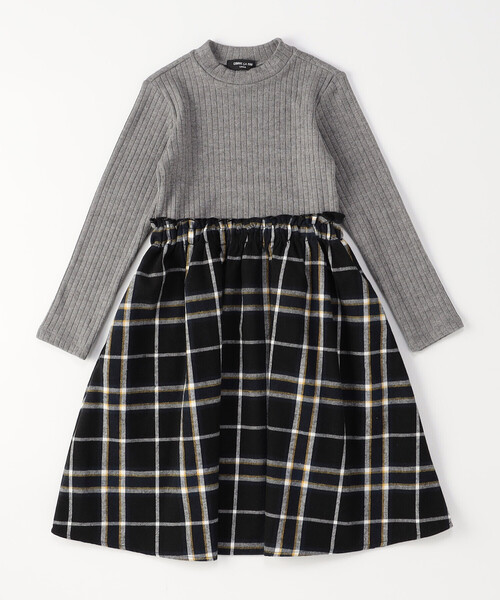 COMME CA ISM（コムサイズム）の「チェック ドッキング ワンピース（ワンピース・キッズ・ベージュ系/ネイビー系・100cm/110cm/120cm/130cm/140cm/150cm）」の2枚目の写真