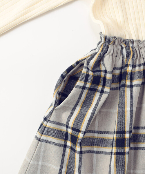 COMME CA ISM（コムサイズム）の「チェック ドッキング ワンピース（ワンピース・キッズ・ベージュ系/ネイビー系・100cm/110cm/120cm/130cm/140cm/150cm）」の9枚目の写真