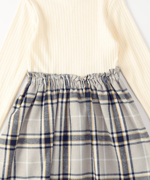 COMME CA ISM（コムサイズム）の「チェック ドッキング ワンピース（ワンピース・キッズ・ベージュ系/ネイビー系・100cm/110cm/120cm/130cm/140cm/150cm）」の10枚目の写真