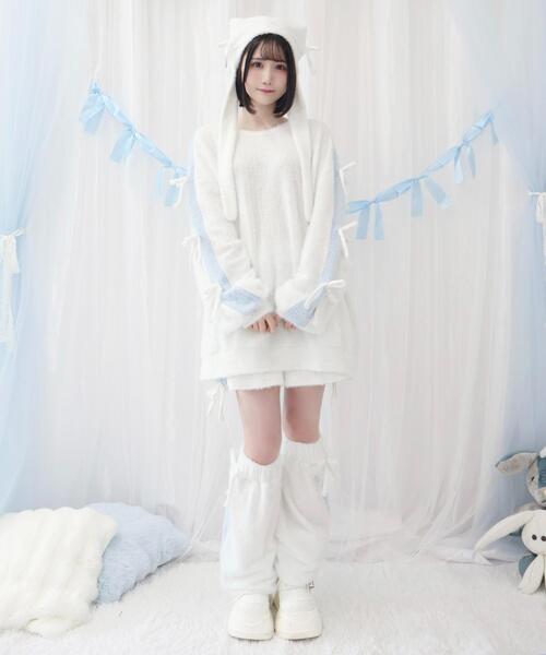 Whinny(ホワイニー)の「Whinny/《セットアップ可能♪》ゆるもちリボンプリンセス(その他パンツ・レディース・ホワイト/サックスブルー/ブラック・FREE)」の7枚目の写真