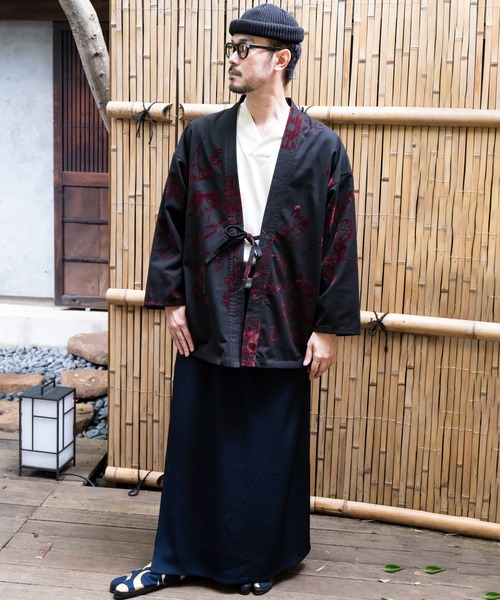 カヤ（カヤ）の「【カヤ】霞葉紋メンズ羽織（カーディガン/ボレロ・メンズ・ネイビー/スミクロ/ブラウン・FREE）」の4枚目の写真