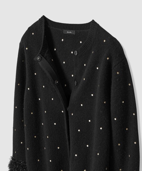 エンブロイダリードットファーカフスカーディガン（カーディガン