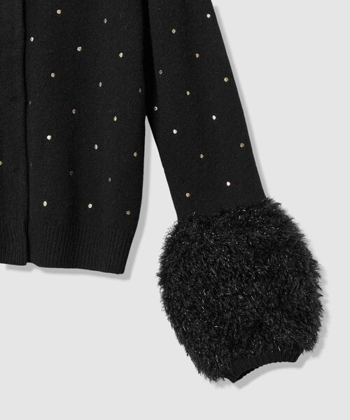 エンブロイダリードットファーカフスカーディガン（カーディガン