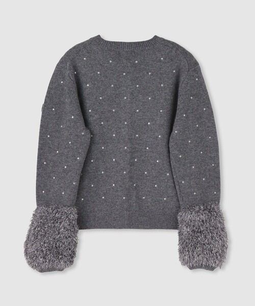 カーディガン エンブロイダリードットファーカフスカーディガン アルアバイル エンブロイダリードットフェイクファーカフスカーディガン|allureville