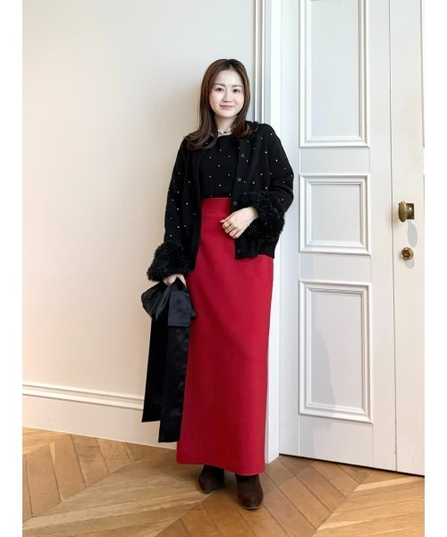 エンブロイダリードットファーカフスカーディガン（カーディガン