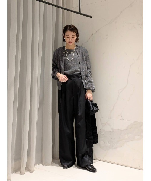 エンブロイダリードットファーカフスカーディガン（カーディガン