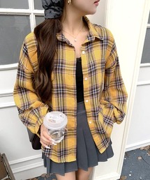 チェック」に該当するシャツ/ブラウス（イエロー/黄色系）ファッション