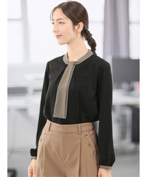 m.f.editorial | 【Tブラウス ストレッチ イージーケア】m.f.エディトリアルレディース 配色ボウタイ 長袖プルオーバーブラウス(シャツ/ブラウス)