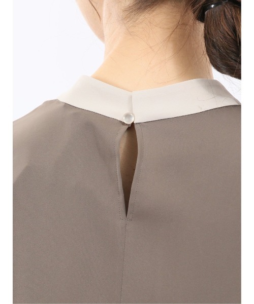 m.f.editorial（エムエフエディトリアル）の「【Tブラウス ストレッチ イージーケア】m.f.エディトリアルレディース 配色ボウタイ 長袖プルオーバーブラウス（シャツ/ブラウス・レディース・ブラック/ブラウン/ダークウッド・MEDIUM/LARGE）」の15枚目の写真